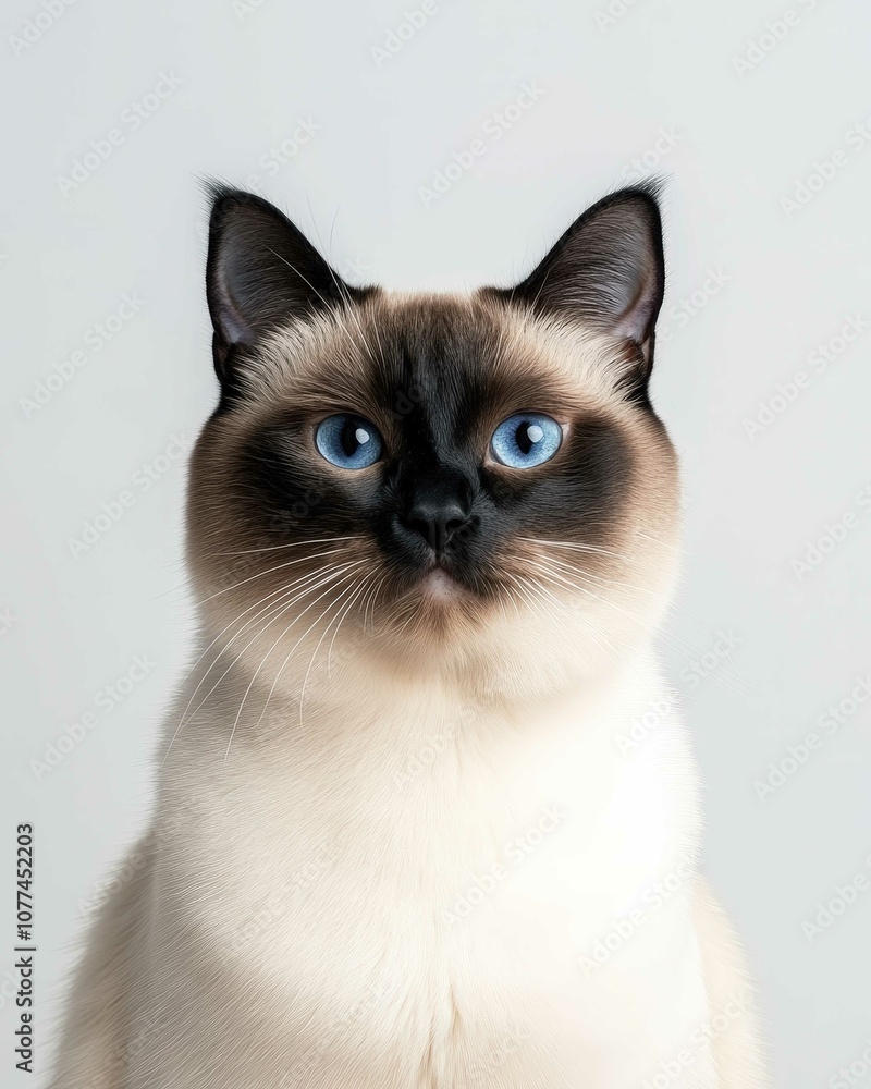 High-Resolution Close-Up Portrait of a Siamese Cat with Striking Blue Eyes and Detailed Fur Texture
High-Resolution Close-Up Portrait of a Siamese Cat with Striking Blue Eyes and Detailed Fur Texture