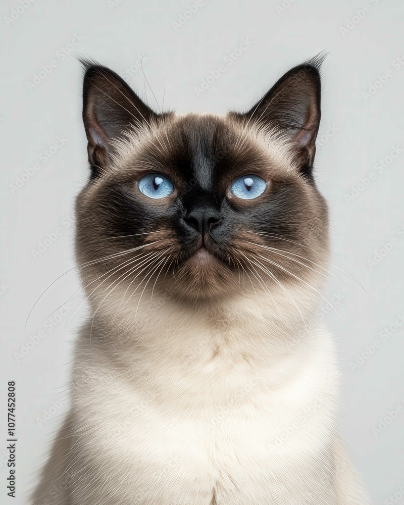 High-Resolution Close-Up Portrait of a Siamese Cat with Striking Blue Eyes and Detailed Fur Texture
High-Resolution Close-Up Portrait of a Siamese Cat with Striking Blue Eyes and Detailed Fur Texture