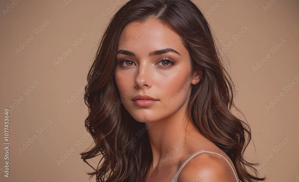 Woman with brown hair and brown eyes Woman with brown hair and brown eyes