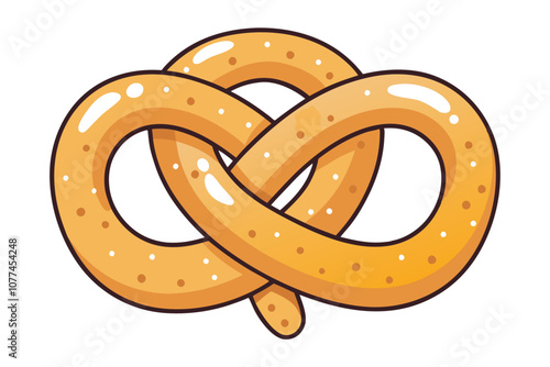 Simple Line Drawing of a Pretzel Cartoon on White Background Minimalist Food Art