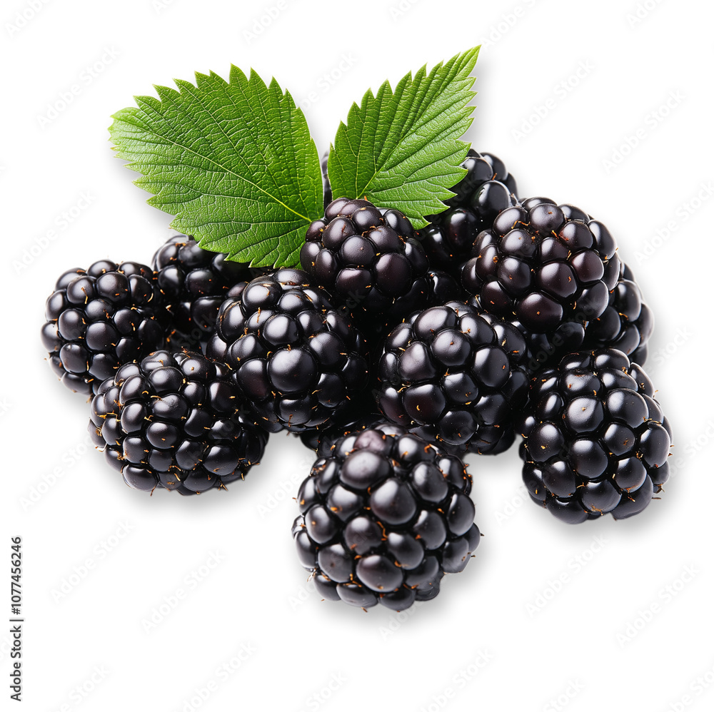Fresh blackberries with green leaves isolated transparent background healthy fruit food photography Fresh blackberries with green leaves isolated transparent background healthy fruit food photography