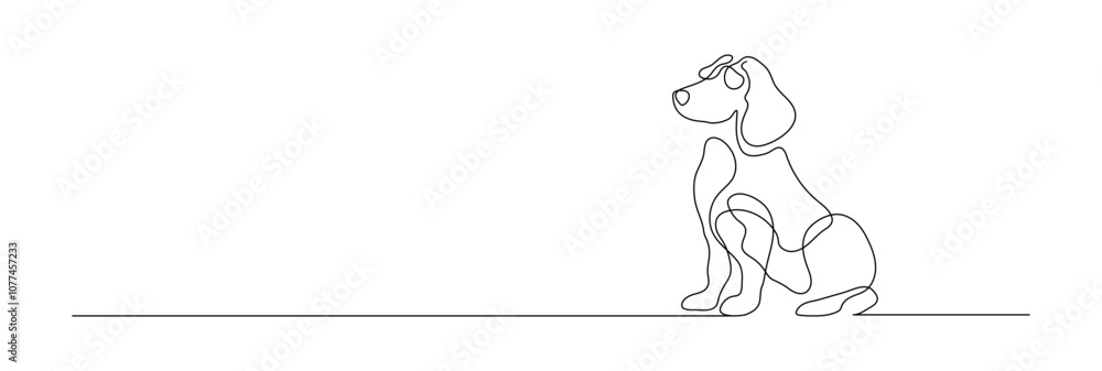 Fototapeta premium Simple line art of a dog sitting, drawn in minimalist style
