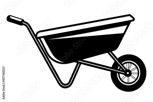 Wheelbarrow Black and White Line Drawing Simple and Elegant Sketch Illustration
