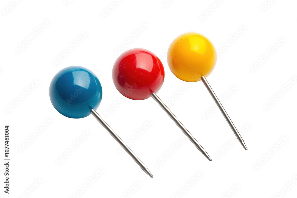 Colorful Push Pins on a White Background Colorful Push Pins on a White Background