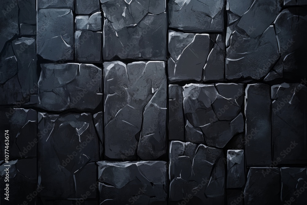 Fototapeta premium Obsidian walls, black and dark gray, 