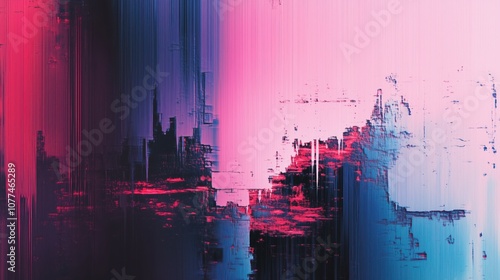 Contemporary abstract city imagery with digital elements. photo