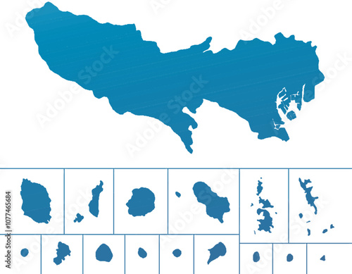 東京都　地図　青色　グラデーション　イラスト