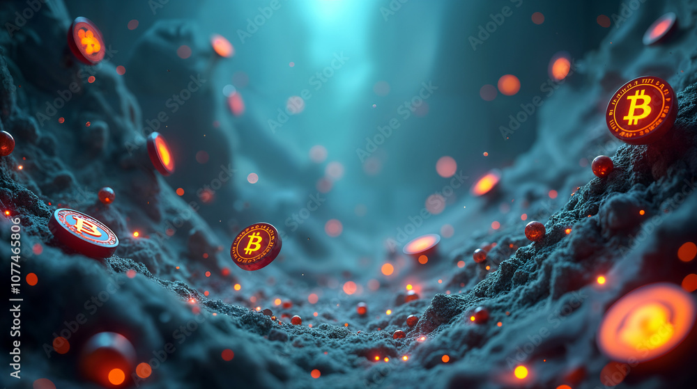 Enigmatic Scene of Floating Crypto Coins Enveloped in Misty Ambiance with Dynamic Trading Graphs in a Cinematic Style Enigmatic Scene of Floating Crypto Coins Enveloped in Misty Ambiance with Dynamic Trading Graphs in a Cinematic Style