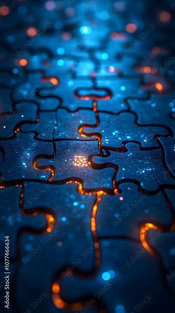 A close-up of glowing puzzle pieces on a textured surface, creating a mystical ambiance. A close-up of glowing puzzle pieces on a textured surface, creating a mystical ambiance.