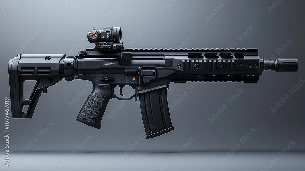 Detailed tactical assault rifle with advanced mounted scope Detailed tactical assault rifle with advanced mounted scope
