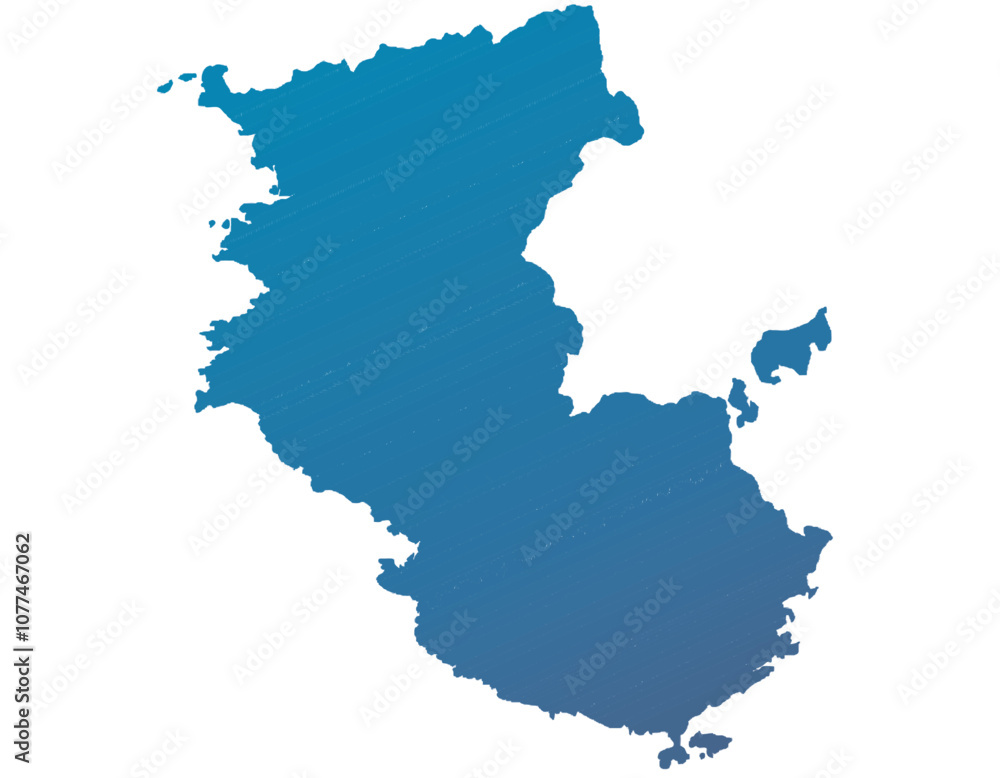 和歌山県　地図　青色　グラデーション　イラスト