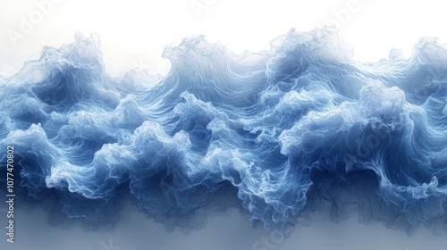 Abstract blue and white waves with a smooth, flowing texture.