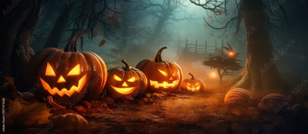 Jack-o'-Lanterns in a Mystical Forest Jack-o'-Lanterns in a Mystical Forest