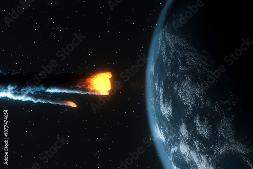 Fiery Meteor Approaching Earth's Atmosphere photo