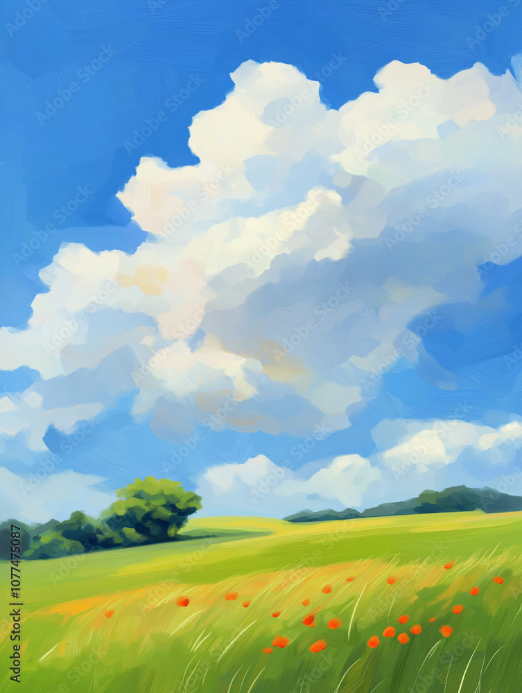 Obraz premium windswept meadow and clouds