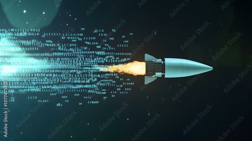 Naklejka premium Abstract rocket background, IT