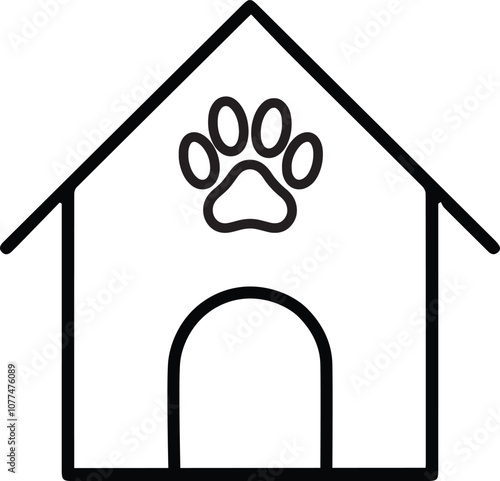 Modern pet house icon design with thin lines for easy integration