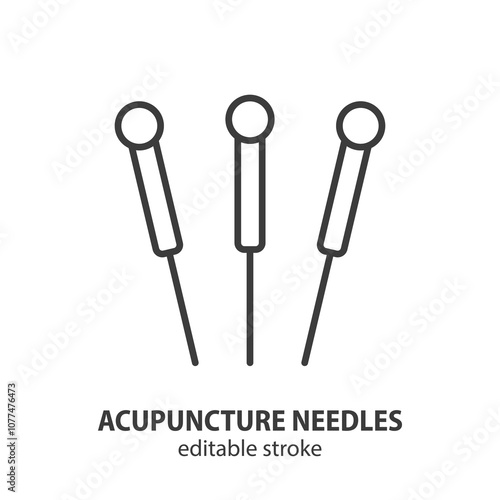 Acupuncture needles line icon. Vector illustration. Editable stroke.