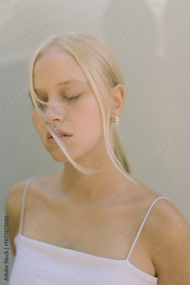 Young woman with closed eyes Young woman with closed eyes