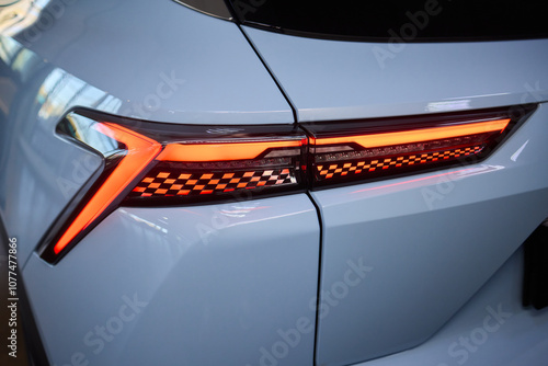 Closeup of a cars automotive tail brake light