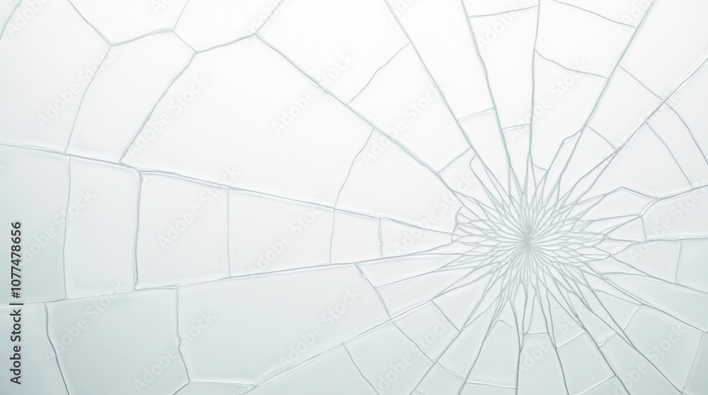 Fototapeta premium Cracked Glass Texture Background Isolated on White Broken Glass Effect
