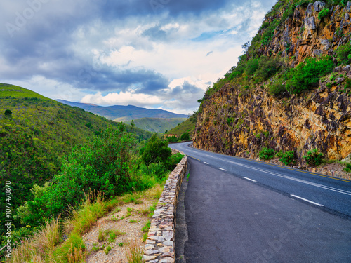 Winding road through Langeberg Mountains to Tradouw Pass, Suurbraak, Overberg, Western Cape, South Africa photo