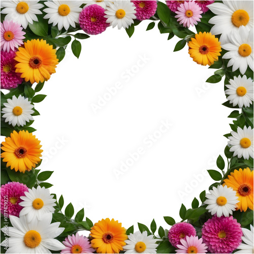 Flowers border circle png transparent background