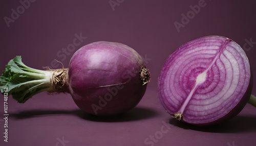 purple turnips in a purple solid color background