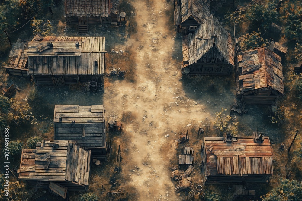 Rural Village Road Rustic Town Street and Houses Tabletop RPG Map ...