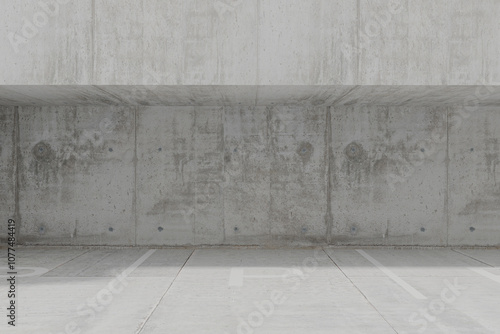 Parking lots in a parking with concrete walls and floor photo