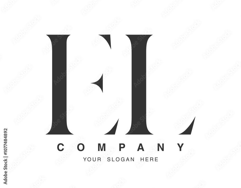 EL logo design. Initial letter e and l serif font style. Creative classic company name typography. Trendy logotype or identity. EL logo design. Initial letter e and l serif font style. Creative classic company name typography. Trendy logotype or identity.
