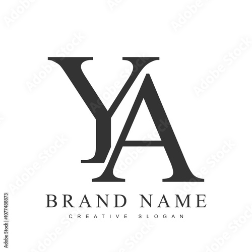 YA trendy logotype template. Initial letter y and a classic font style. Creative logo for company name or identity.