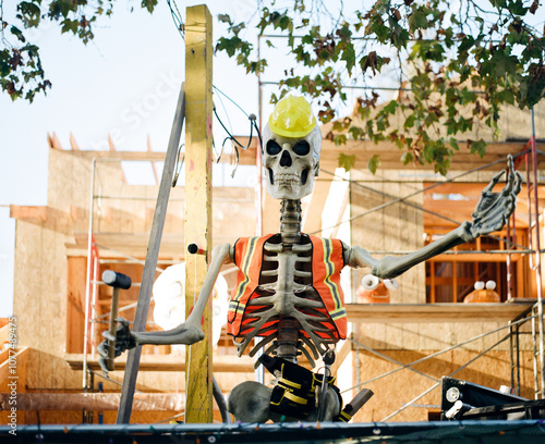 Halloween Skeleton Construction Worker photo