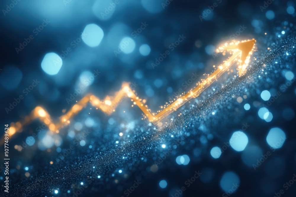 A graph with an upward arrow, illustrating the concept of growth or success in business and finance The background features a glowing light effect, with a blue color scheme Generative AI A graph with an upward arrow, illustrating the concept of growth or success in business and finance The background features a glowing light effect, with a blue color scheme Generative AI