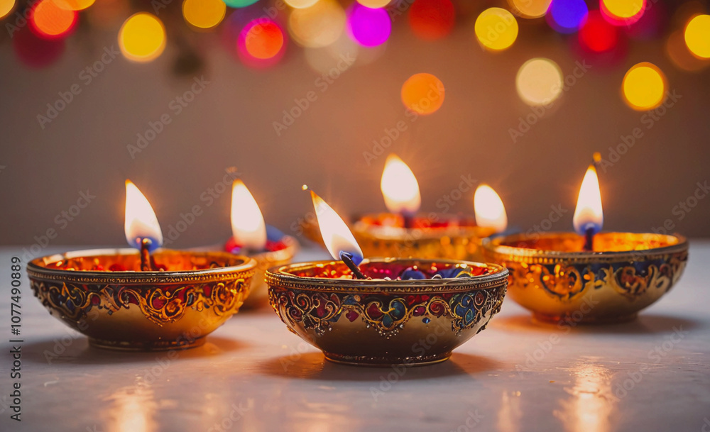Row of gold and blue lit candles in a row Row of gold and blue lit candles in a row