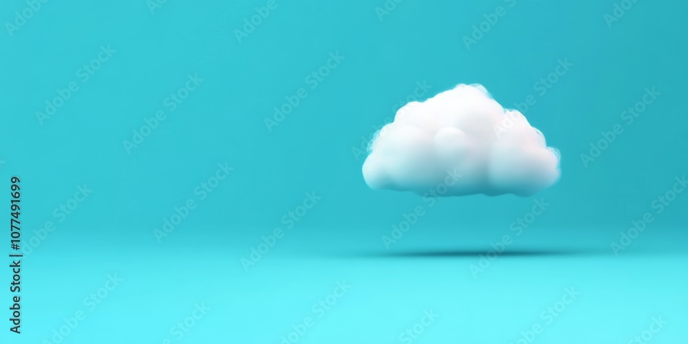 Vibrant blue background featuring a soft white cloud for a bright and minimalistic design banner empty space Vibrant blue background featuring a soft white cloud for a bright and minimalistic design banner empty space