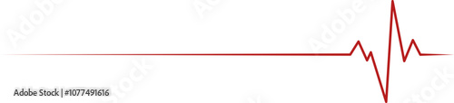 Red Pulse Line Heartbeat Appears Sharp Edges Stylized for Text Writing and Animation Clip Art | Vector Illustration