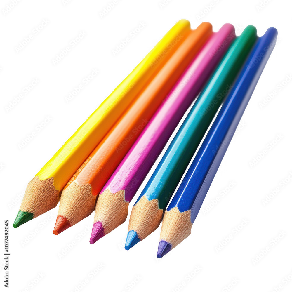 Vibrant Colored Pencils Arranged on a White Background Vibrant Colored Pencils Arranged on a White Background
