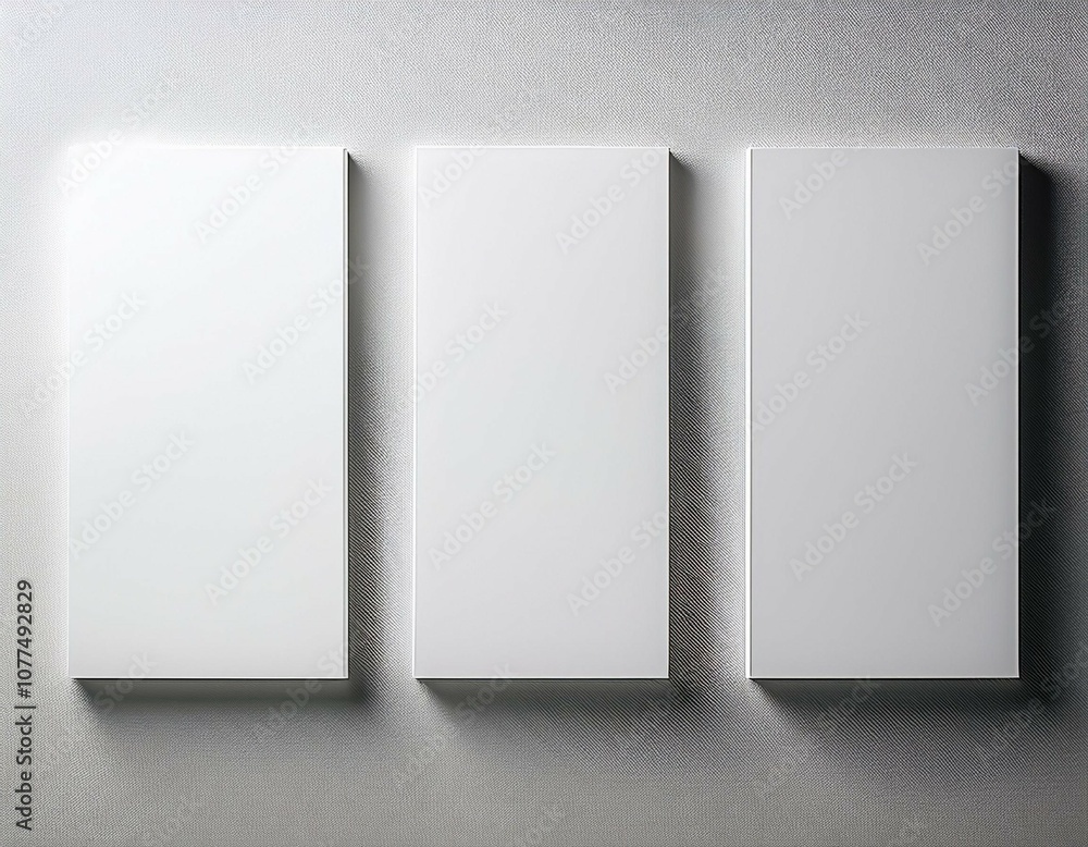 three blank canvases on a white wall three blank canvases on a white wall