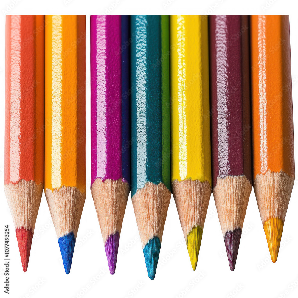 Vibrant Colored Pencils Arranged in a Row Vibrant Colored Pencils Arranged in a Row