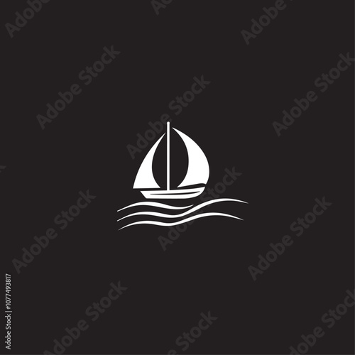 Boat In cartoon, hand-drawn flat style. image for social media, websites and UI. Isolated 2D vector design in logo, icon, sketch style, simple line vector, single color. AI Generative Art.
