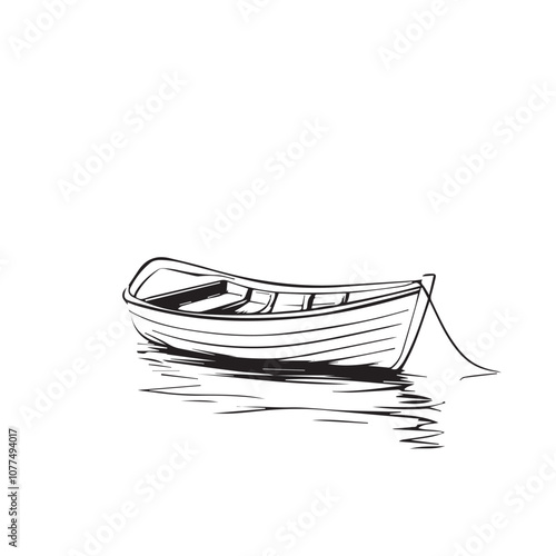Boat In cartoon, hand-drawn flat style. image for social media, websites and UI. Isolated 2D vector design in logo, icon, sketch style, simple line vector, single color. AI Generative Art.