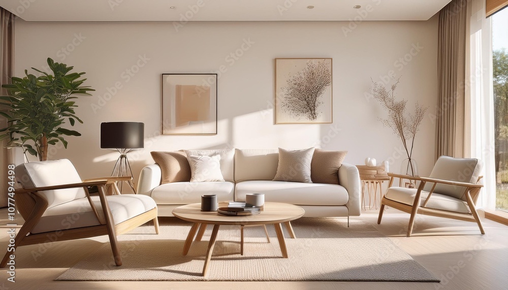 Fototapeta premium modern living room with fireplace