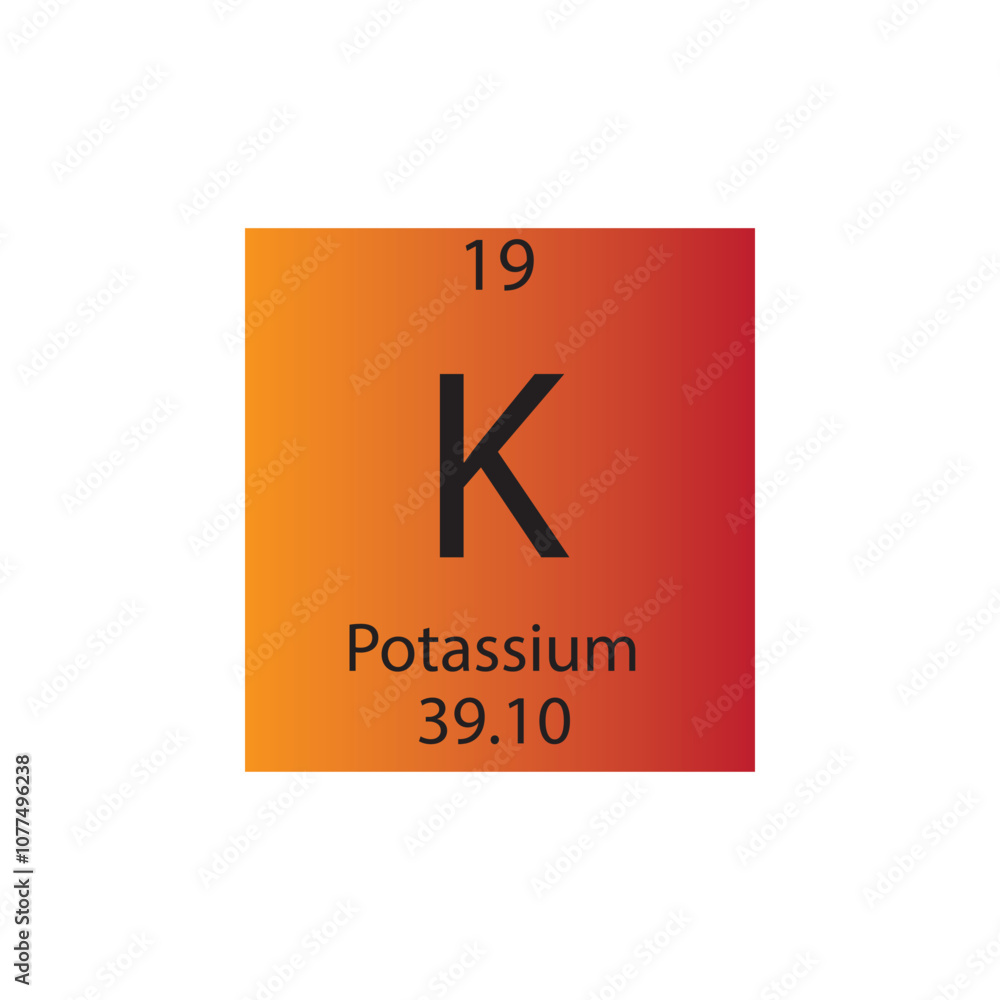 K Potassium Alkali metal Chemical Element Periodic Table. Simple flat square vector illustration, simple clean style Icon with molar mass and atomic number for Lab, science or chemistry class. K Potassium Alkali metal Chemical Element Periodic Table. Simple flat square vector illustration, simple clean style Icon with molar mass and atomic number for Lab, science or chemistry class.