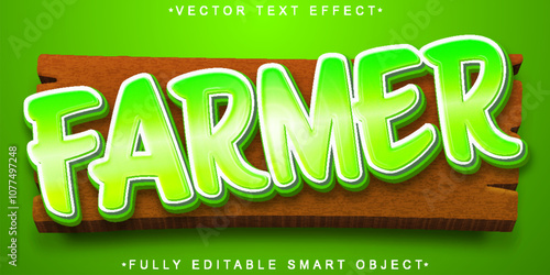 Cartoon Farmer Vector Fully Editable Smart Object Text Effect