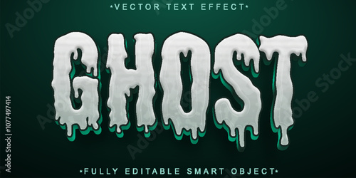 Cartoon Dripping Ghost Vector Fully Editable Smart Object Text Effect
