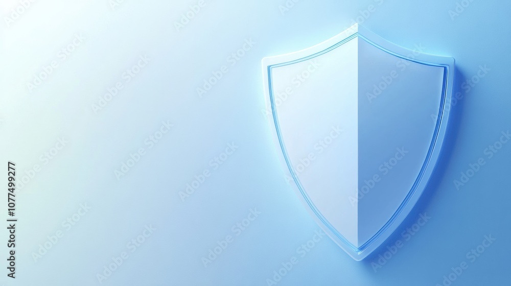 The design features a minimalist shield icon against a soothing blue-to-white gradient, emphasizing the importance of cybersecurity. Generative AI The design features a minimalist shield icon against a soothing blue-to-white gradient, emphasizing the importance of cybersecurity. Generative AI