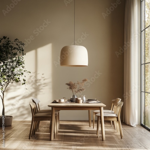 Home mock up, cozy modern dining room interior background "ai generated" 