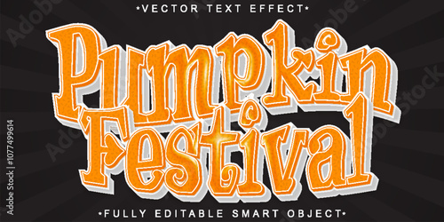 Cartoon Orange Pumpkin Festival Vector Fully Editable Smart Object Text Effect