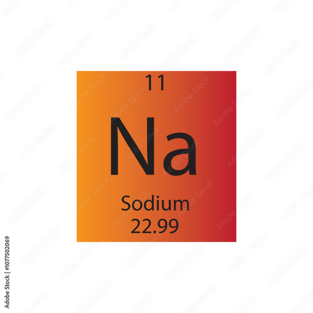 Na Sodium Alkali metal Chemical Element Periodic Table. Simple flat square vector illustration, simple clean style Icon with molar mass and atomic number for Lab, science or chemistry class. Na Sodium Alkali metal Chemical Element Periodic Table. Simple flat square vector illustration, simple clean style Icon with molar mass and atomic number for Lab, science or chemistry class.
